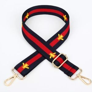 Red Navy Blue Striped Bee Web Crossbody Strap